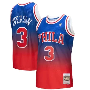 Allen Iverson Exquisite Philadelphia 76ers 1996/97 Hardwood Classics Fadeaway Swingman Player Jersey Red/Royal - Maillot authentique - Reproduit avec soin
