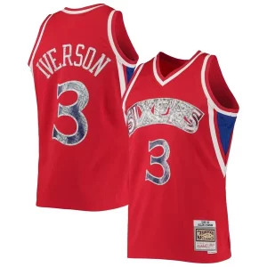 Allen Iverson Philadelphia 76ers 1996/97 Hardwood Bold Classics NBA 75th Anniversary Diamond Swingman Jersey Red - Maillot de marque reconnue - Faites confiance à la qualité