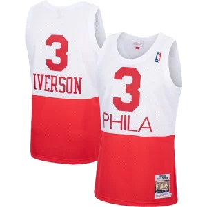 Allen Iverson Philadelphia 76ers 2003/04 Hardwood Classics Authentic Jersey White/Black/Red Luxueux - Pour les joueurs de basketball amateurs - Adapté à tous les styles de jeu