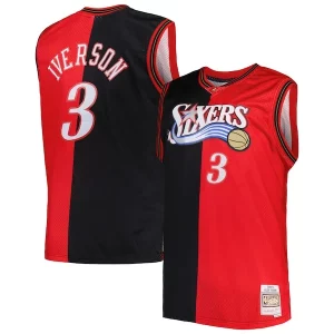 Allen Iverson Philadelphia 76ers Big & Tall Hardwood Classics 2000/01 Split Swingman Magnifique Jersey Black/Red - Livraison gratuite - Économisez sur les frais d'expédition