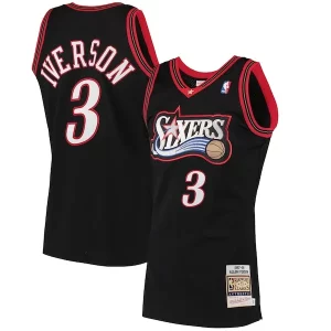 Allen Iverson Philadelphia 76ers Confortable 1997/98 Hardwood Classics Authentic Jersey Black - Édition commemorative - Souvenez-vous des moments inoubliables