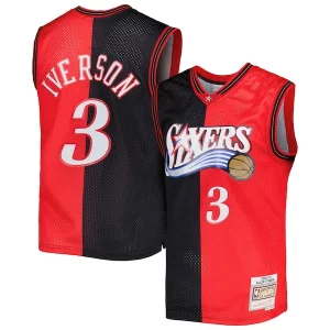 Allen Iverson Philadelphia 76ers Hardwood Classics 2000/01 Authentique Split Swingman Jersey Black/Red - Promotion limitée - Profitez de la réduction avant qu'elle ne soit terminée