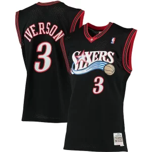 Allen Iverson Philadelphia Exceptionnel 76ers 2000/01 Big & Tall Hardwood Classics Swingman Jersey Black/Red/Royal/White - Maillot de championnat - Revivez les victoires glorieuses