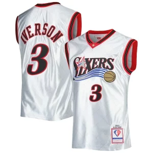 Allen Iverson Sophistiqué Philadelphia 76ers 2000/01 Hardwood Classics 75th Anniversary Swingman Jersey Platinum - Édition limitée - Uniques dans leur genre