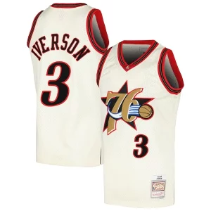 Allen Iverson Uniques Philadelphia 76ers Chainstitch Swingman Jersey Cream - Offre spéciale - Achetez maintenant et économisez