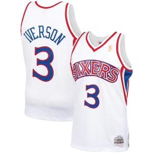 Allen Iverson Vibrant Philadelphia 76ers 1996/97 Hardwood Classics Swingman Jersey White/Red/Royal/Black - Pour les joueurs de basketball amateurs - Adapté à tous les styles de jeu