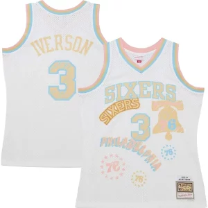 Allen Premium Iverson Philadelphia 76ers 2002/03 Swingman Sidewalk Sketch Jersey White - Vêtement de fan emblématique - Montrez votre amour pour l'équipe
