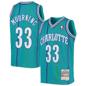 Alonzo Mourning Incontournable Charlotte Hornets Youth 1992/93 Hardwood Classics Swingman Jersey Teal - Idéal pour les collectionneurs - Qualité premium garantie