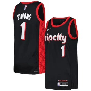 Anfernee Simons Portland Trail Blazers Nike Swingman Player Jersey Exceptionnel City Edition Black/Red - Promotion limitée - Profitez de la réduction avant qu'elle ne soit terminée