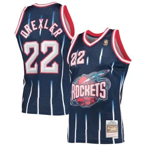 Clyde Drexler Houston Rockets 1996/97 Hardwood Classics Haut de gamme Swingman Jersey Navy - Vêtement de fan emblématique - Montrez votre amour pour l'équipe