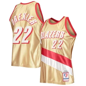 Clyde Drexler Portland Trail Admirable Blazers 75th Anniversary 1991/92 Hardwood Classics Swingman Jersey Gold - Stock limité - Commandez vite votre maillot exclusif