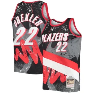 Clyde Drexler Portland Trail Blazers Hardwood Classics 1991/92 Unique Hyper Hoops Swingman Jersey Black - Idéal pour les collectionneurs - Qualité premium garantie