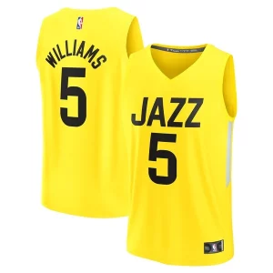 Cody Williams Utah Prime Jazz 2024 NBA Draft Fast Break Player Jersey Icon Edition Yellow - Idéal pour les collectionneurs - Qualité premium garantie