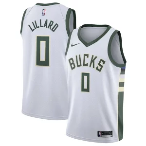 Damian Lillard Milwaukee Bucks Nike Commémoratif Unisex Swingman Player Jersey Association Edition White - Pour les matchs d'athlétisme - Restez frais et confortable
