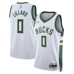 Damian Lillard Milwaukee Bucks Nike Unisex Fear The Deer Swingman Tendance Player Jersey Association Edition White - Maillot de qualité supérieure - Durable et résistant