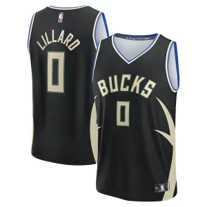 Damian Lillard Milwaukee Bucks Youth Fast Break Replica Player Jersey Statement Edition Black Prime - Édition commemorative - Souvenez-vous des moments inoubliables