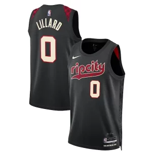 Damian Lillard Portland Exquisite Trail Blazers Nike Unisex 2023/24 Swingman Jersey Black City Edition - Pour les matchs d'athlétisme - Restez frais et confortable