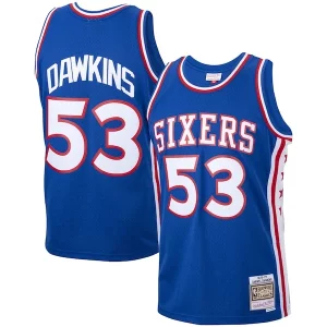 Darryl Dawkins Philadelphia 76ers 1976/77 Luxueux Hardwood Classics Swingman Jersey Royal - Pour les joueurs de basketball amateurs - Adapté à tous les styles de jeu