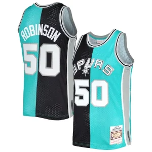 David Magnifique Robinson San Antonio Spurs Hardwood Classics 1998/99 Split Swingman Jersey Black/Teal - Pour les fans de la ligue - Un maillot authentique de la compétition