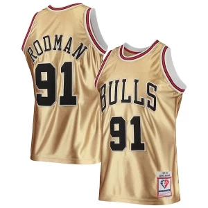 Dennis Rodman Chicago Bulls 75th Anniversary 1997/98 Hardwood Bold Classics Swingman Jersey Gold - Offre spéciale - Achetez maintenant et économisez
