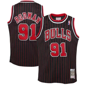 Dennis Rodman Chicago Bulls Youth 1995/96 Hardwood Classics Swingman Jersey Black Splendide - Édition commemorative - Souvenez-vous des moments inoubliables