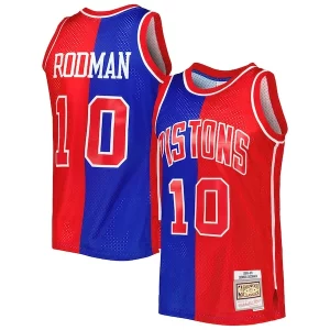 Dennis Rodman Éclatant Detroit Pistons Hardwood Classics 1988/89 Split Swingman Jersey Blue/Red - Idéal pour les collectionneurs - Qualité premium garantie