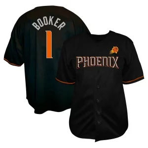 Devin Booker Phoenix Suns Profile Big & Tall Superbe Name & Number Button Up Jersey Black - Pour les joueurs de basketball amateurs - Adapté à tous les styles de jeu
