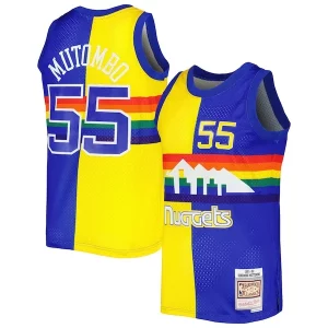 Dikembe Mutombo Gracieux Denver Nuggets Hardwood Classics 1991/92 Split Swingman Jersey Royal/Gold - Stock limité - Commandez vite votre maillot exclusif