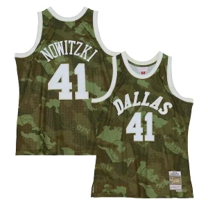 Dirk Nowitzki Dallas Mavericks Hardwood Classics 1998/99 Ghost Green Admirable Swingman Jersey Camo - Pour les joueurs de basketball amateurs - Adapté à tous les styles de jeu