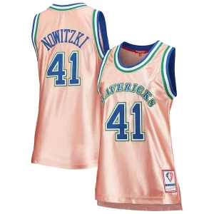 Dirk Nowitzki Dallas Mavericks Women's Superbe 75th Anniversary Rose Gold 1998 Swingman Jersey Pink - Offre spéciale - Achetez maintenant et économisez