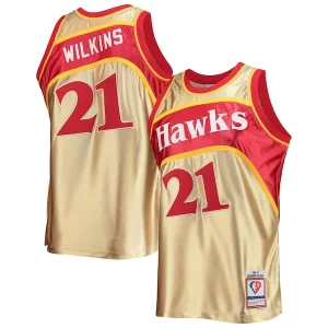 Dominique Wilkins Atlanta Hawks 75th Anniversary Distingué 1986/87 Hardwood Classics Swingman Jersey Gold - Vêtement de fan emblématique - Montrez votre amour pour l'équipe