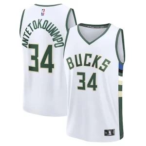 Giannis Antetokounmpo Éclatant Milwaukee Bucks Fast Break Replica Player Jersey Association Edition White - Événement exclusif - Soyez l'un des premiers à avoir ce maillot