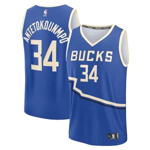 Giannis Antetokounmpo Milwaukee Bucks Youth 2024/25 Fast Break Player Refiné Jersey City Edition Royal - Édition commemorative - Souvenez-vous des moments inoubliables
