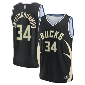Giannis Antetokounmpo Milwaukee Bucks Fast Break Replica Player Jersey Magnifique Statement Edition Black - Maillot de collection - Un bijou pour les amateurs