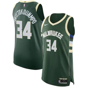 Giannis Antetokounmpo Milwaukee Bucks Nike Authentic Jersey Association Edition Hunter Charming Green - Stock limité - Commandez vite votre maillot exclusif