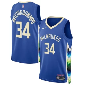 Giannis Antetokounmpo Milwaukee Bucks Nike Unisex 2022/23 Swingman Jersey City Edition Royal Personalisable - Idéal pour les soirées de sport - Montrez votre style