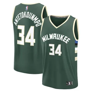 Giannis Antetokounmpo Milwaukee Bucks Fast Break Replica Luxueux Player Jersey Icon Edition Hunter Green - Livraison gratuite - Économisez sur les frais d'expédition