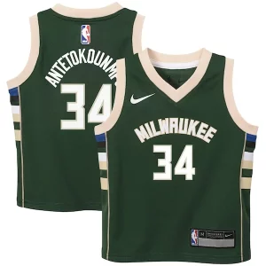 Giannis Antetokounmpo Milwaukee Incontournable Bucks Nike Preschool Swingman Player Jersey Icon Edition Hunter Green - Maillot de qualité supérieure - Durable et résistant