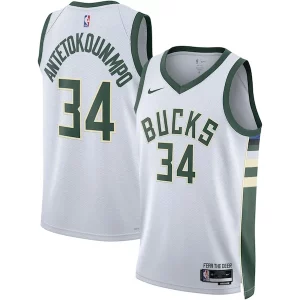 Giannis Antetokounmpo Milwaukee Sophistiqué Bucks Nike Unisex Swingman Jersey Association Edition White/Hunter Green - Stock limité - Commandez vite votre maillot exclusif