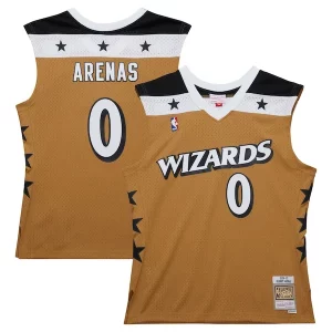 Gilbert Arenas Washington Wizards 2006/07 Élégant Hardwood Classics Swingman Jersey Gold - Pour les joueurs de basketball amateurs - Adapté à tous les styles de jeu
