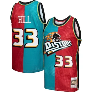 Grant Hill Confortable Detroit Pistons Hardwood Classics 1999/00 Split Swingman Jersey Teal/Red - Collectionner ce maillot rare - Augmentez la valeur de votre collection
