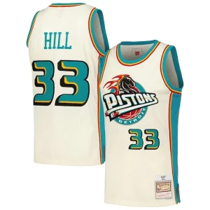 Grant Hill Detroit Pistons Chainstitch Dashing Swingman Jersey Cream - Pour les joueurs de basketball amateurs - Adapté à tous les styles de jeu
