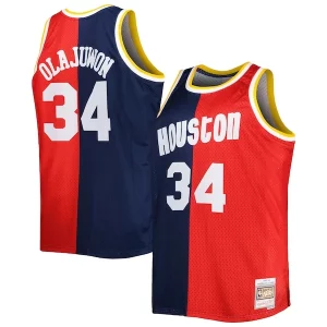 Hakeem Olajuwon Houston Rockets Big & Classique Tall Hardwood Classics 1993/94 Split Swingman Jersey Navy/Red - Édition limitée - Uniques dans leur genre
