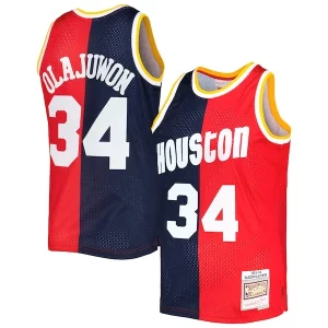 Hakeem Olajuwon Houston Rockets Hardwood Classics 1993/94 Split Swingman Jersey Luxueux Navy/Red - Idéal pour les collectionneurs - Qualité premium garantie