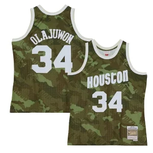 Hakeem Olajuwon Houston Rockets Notable Hardwood Classics 1993/94 Ghost Green Swingman Jersey Camo - Maillot de qualité supérieure - Durable et résistant