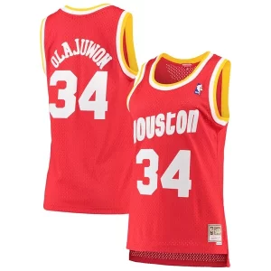 Hakeem Olajuwon Houston Rockets Women's Captivant 1993/94 Hardwood Classics Swingman Jersey Red/Navy - Parfait pour le match jour - Montrez votre support avec style