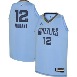 Ja Morant Memphis Grizzlies Jordan Brand Youth Swingman Jersey Statement Edition Light Personalisable Blue - Fait à la main - Un produit unique et de qualité