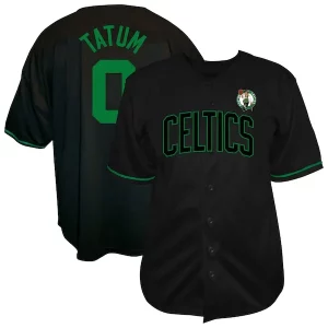 Jayson Tatum Boston Celtics Profile Big & Tall Name Sophistiqué & Number Button Up Jersey Black - Idéal pour les soirées de sport - Montrez votre style