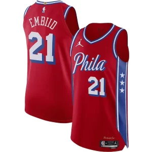 Joel Embiid Philadelphia 76ers Jordan Brand Authentic Commémoratif Player Jersey Statement Edition Red - Maillot de qualité supérieure - Durable et résistant