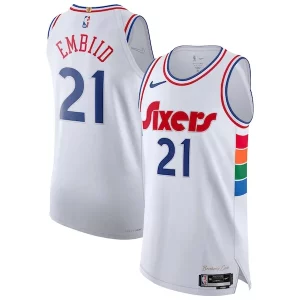 Joel Embiid Philadelphia 76ers Nike 2024/25 Authentic Player Jersey City Exquisite Edition White - Maillot de championnat - Revivez les victoires glorieuses
